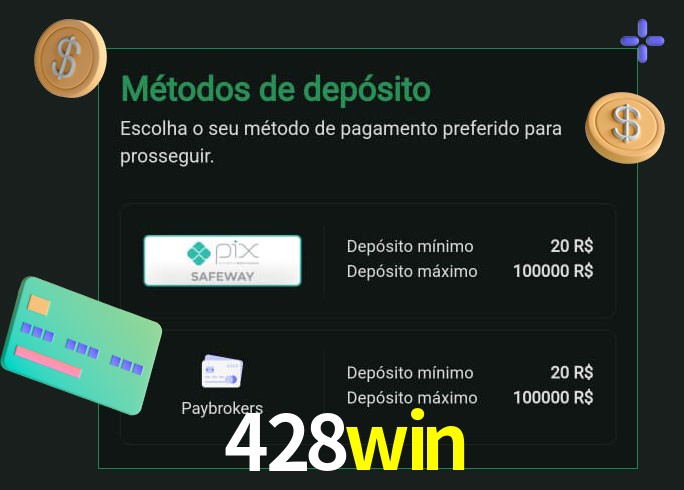 O cassino 428win oferece uma grande variedade de métodos de pagamento